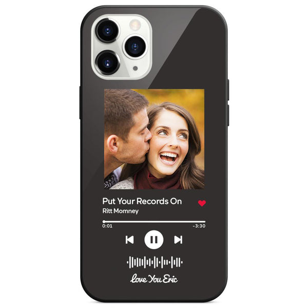 Custom Scannable Music Code Glass iPhone Cases with Picture