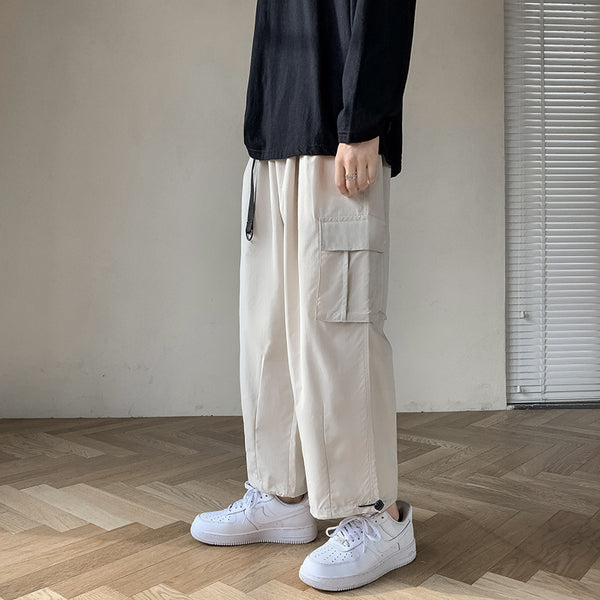 Mens Fashion Sports Casual Loose Fitting Wide Leg Trousers