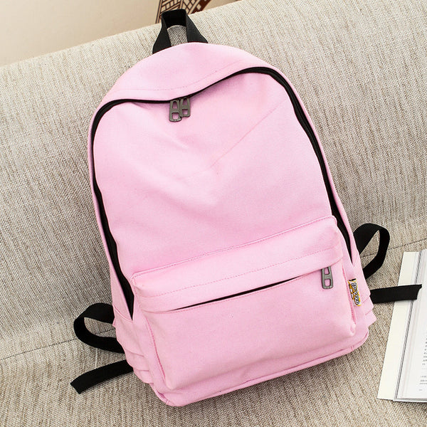 Backpack Women Korean Style Canvas Pure Color Simple