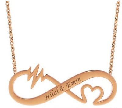 8-character Infinity Cardiogram Lettering Necklace Female