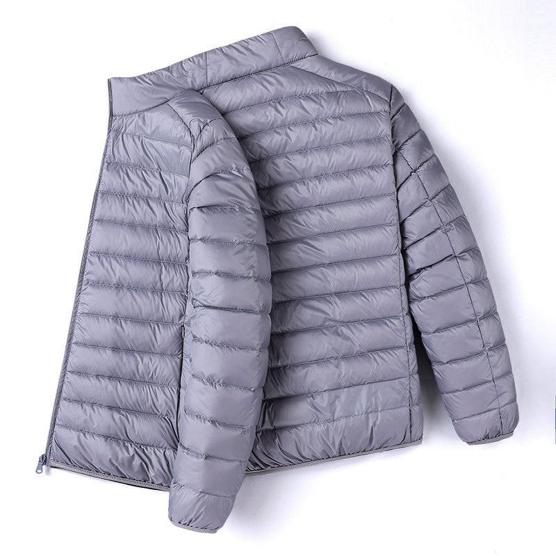 Men's Stand Collar Short Hood Plus Size Lightweight Down Jacket