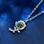 Sterling Silver Necklace Green Moissanite Sunflower Flower Pendant