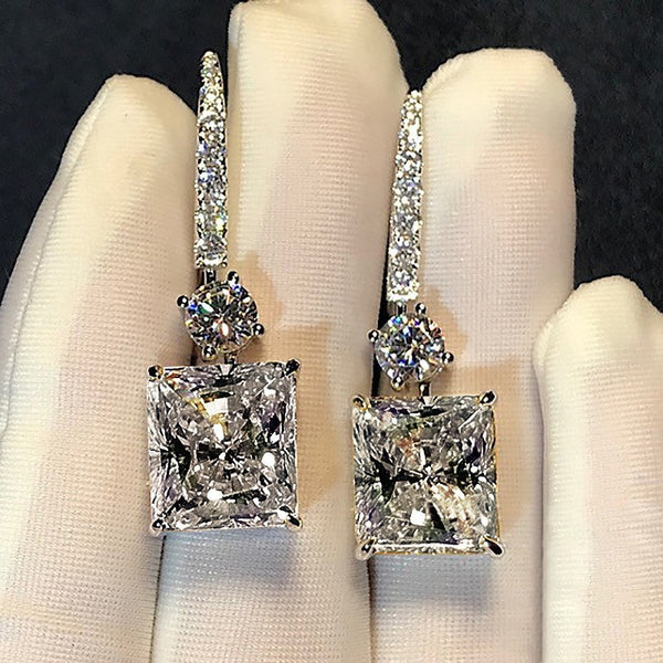 Moissanite 18k Bright Cut White Diamond Stud Earrings