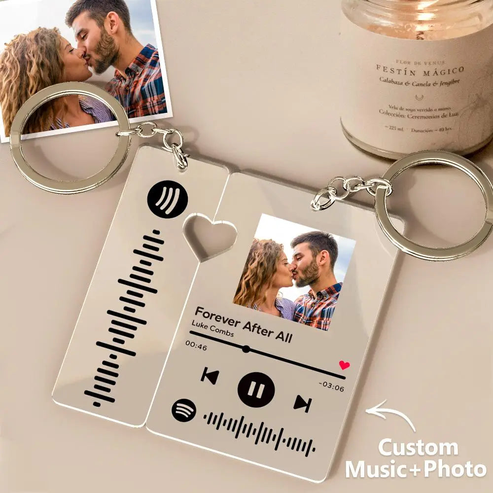 Personalized Scannable Spotify Music, Keychain For Couples