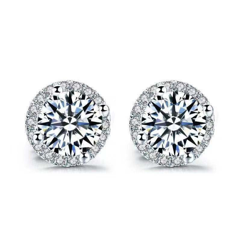 Moissanite Round Bag Stud Earrings D Color Fashion Group Setting