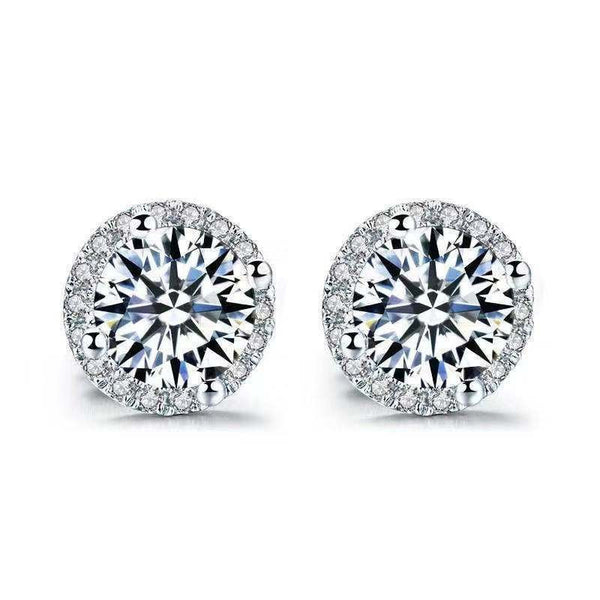 Moissanite Round Bag Stud Earrings D Color Fashion Group Setting