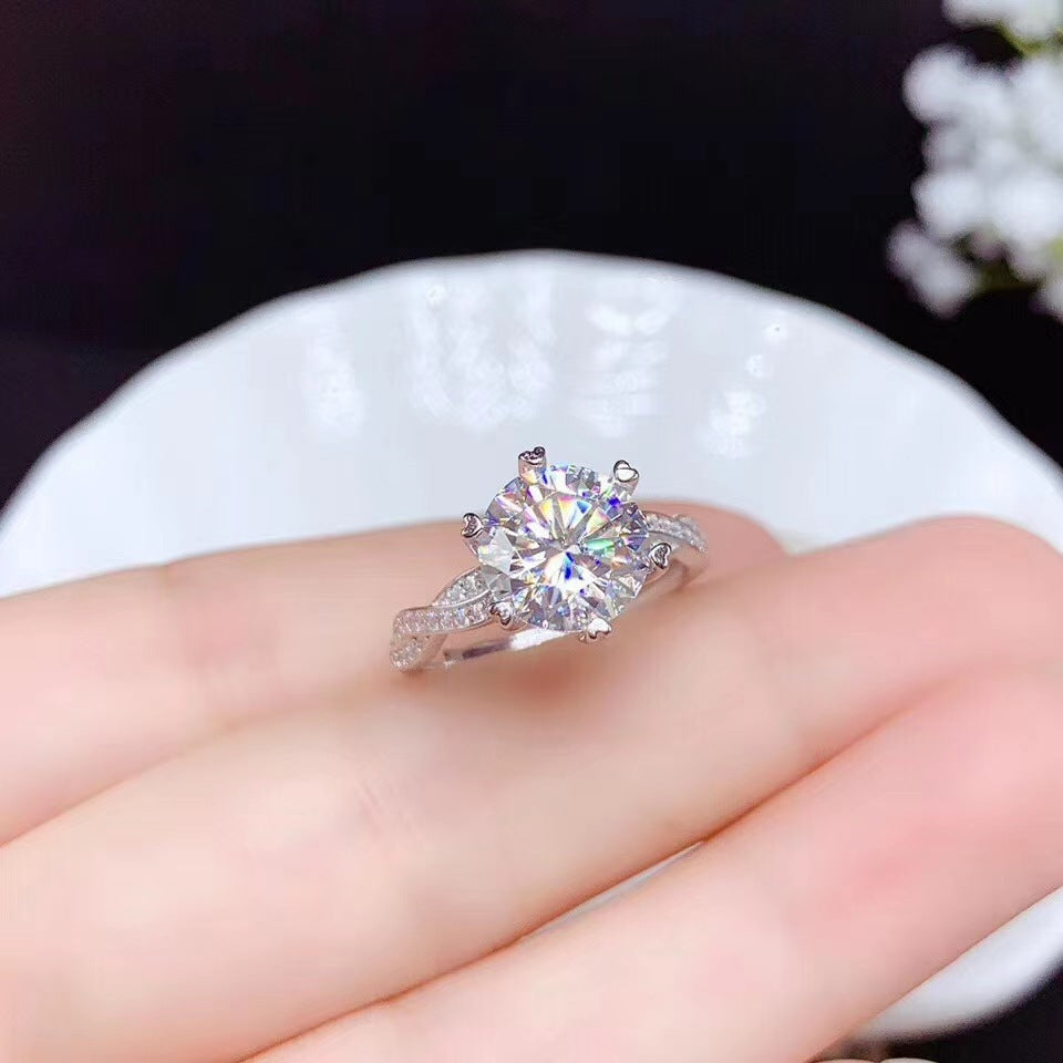 D Color Moissanite Ring Live Mouth Women's