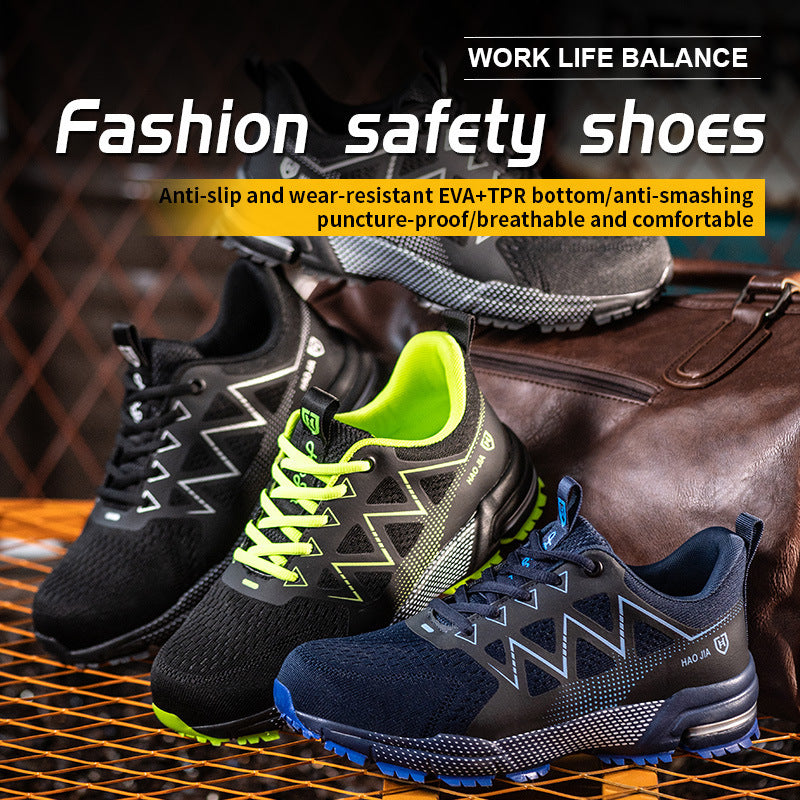 Flying Woven Steel Toe Cap Safety Shoes Male Attack Shield And Anti-stab