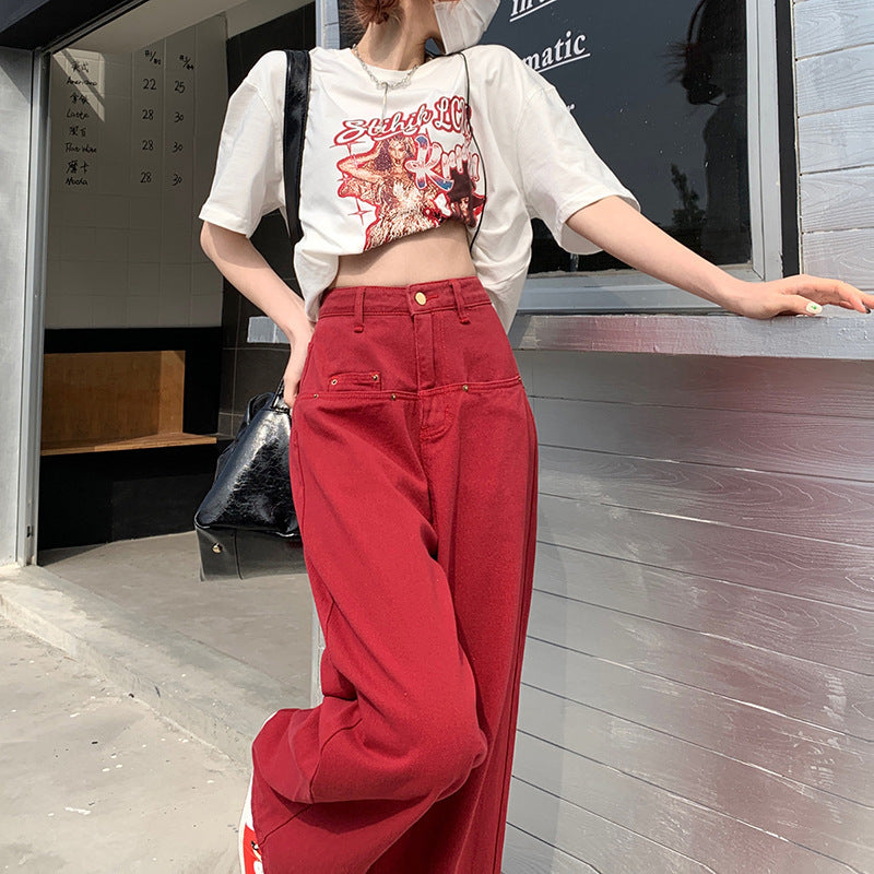 Vintage Jeans Women's Summer High Waist Loose Personality Wide Leg Trousers