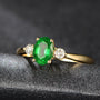 Vintage Gold Imitation Emerald Women's Green Moissanite Simulation Diamond Ring