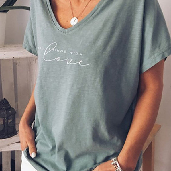 Summer New Loose Women's Printed Letter T-Shirt