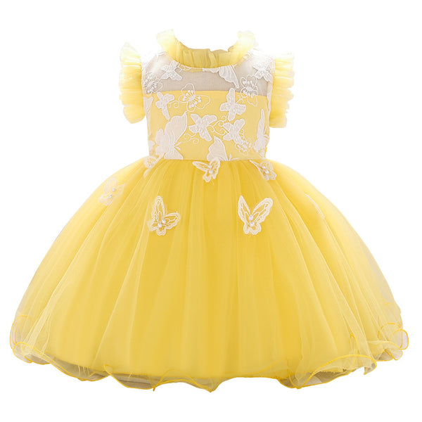 Baby Stand Collar Butterfly Princess Dress Baby Dress Hundred-day