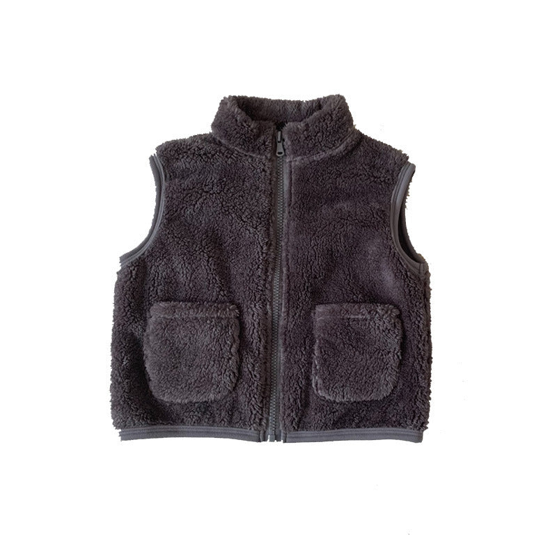 Autumn And Winter New Boys And Girls Cotton Vest Children Keep Baby Warm Plush Outerwear Vest Foreign Trade WeChat