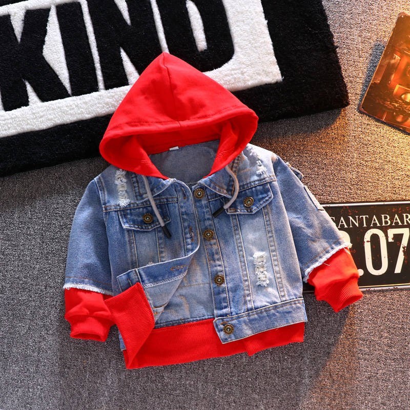 Boys' Denim Coat Spring And Autumn Korean Style Children's Jacket Top Western Style Medium And Large Children Handsome Baby Jacket For Girls And Children