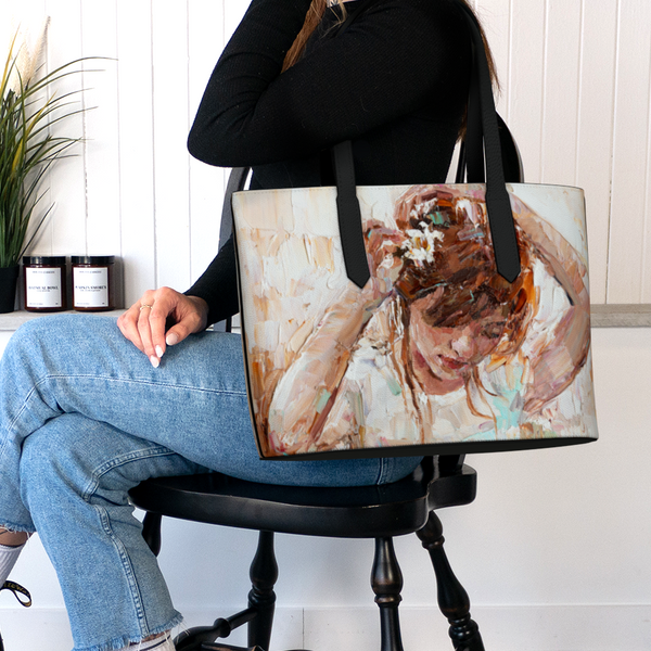 Angel Canvas Vegan Leather Tote Bag