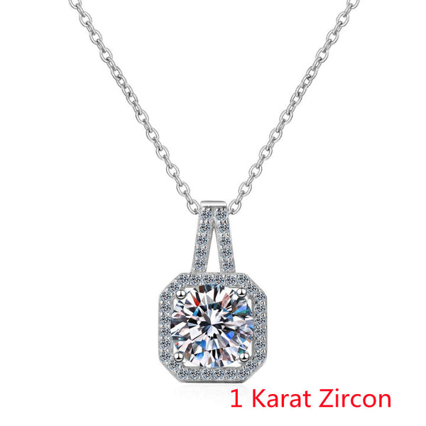 925 Sterling Silver 1 Karat Moissanite Pendant Necklace