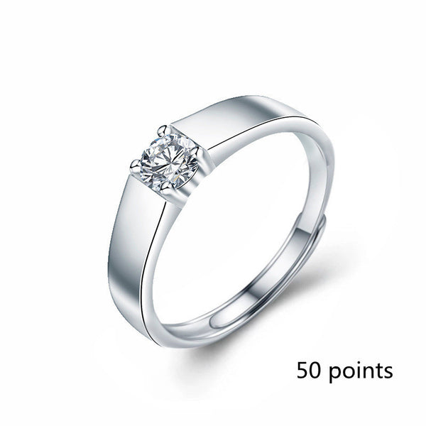 Sterling Silver Men's White Gold Moissanite Ring