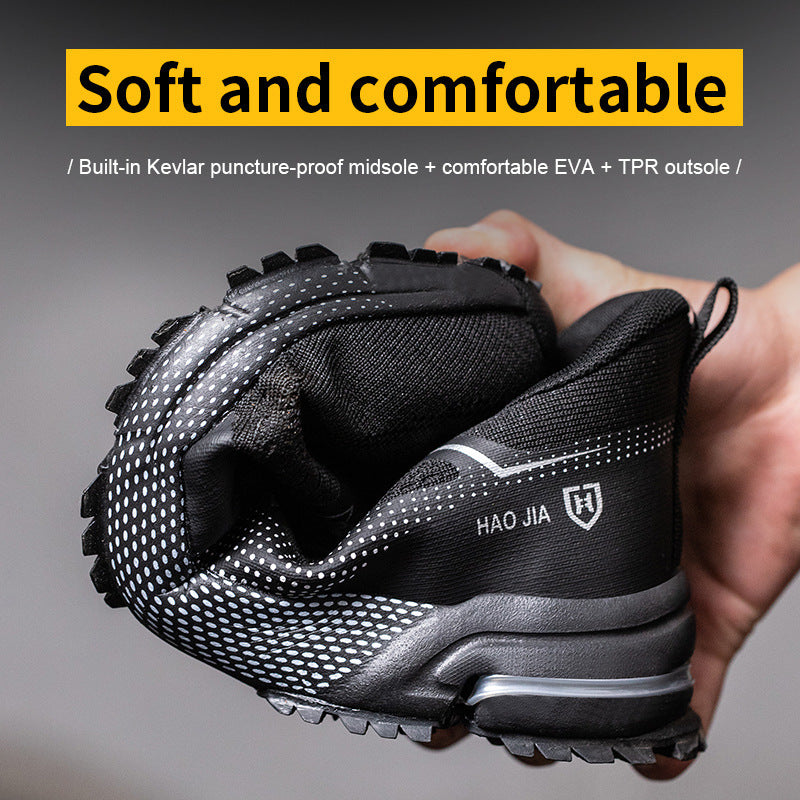 Flying Woven Steel Toe Cap Safety Shoes Male Attack Shield And Anti-stab