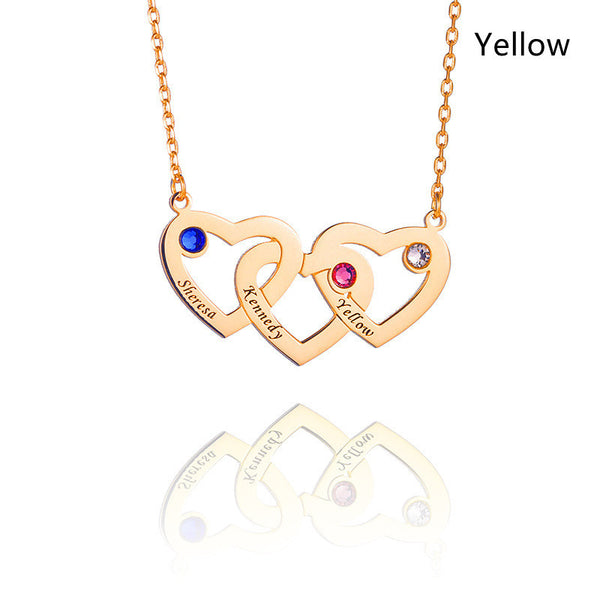 Sterling Silver Triple Heart Inlaid Zircon Necklace