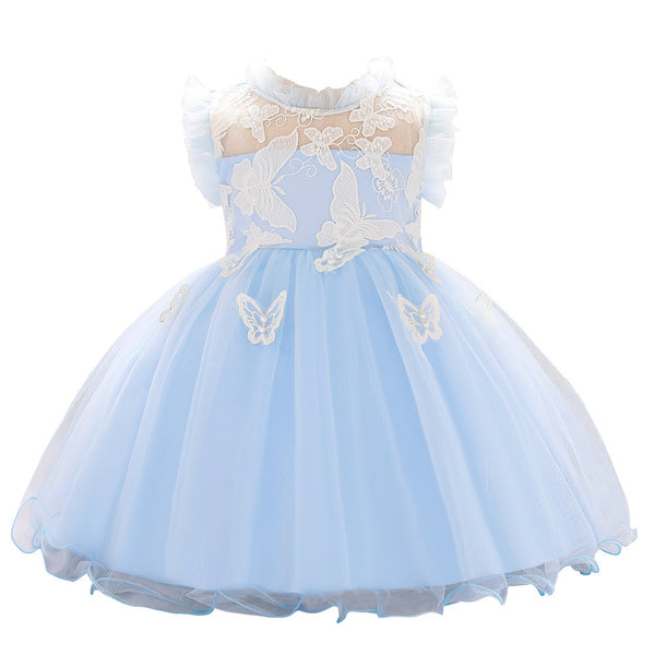 Baby Stand Collar Butterfly Princess Dress Baby Dress Hundred-day