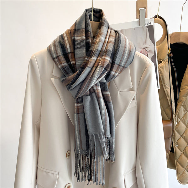 Cashmere Faux Cashmere Scarf Winter Plaid All Match