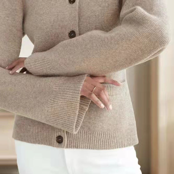 Knitted Cardigan Coat Women's Idle Style Waist Round Neck Sweater Autumn Winter Coat