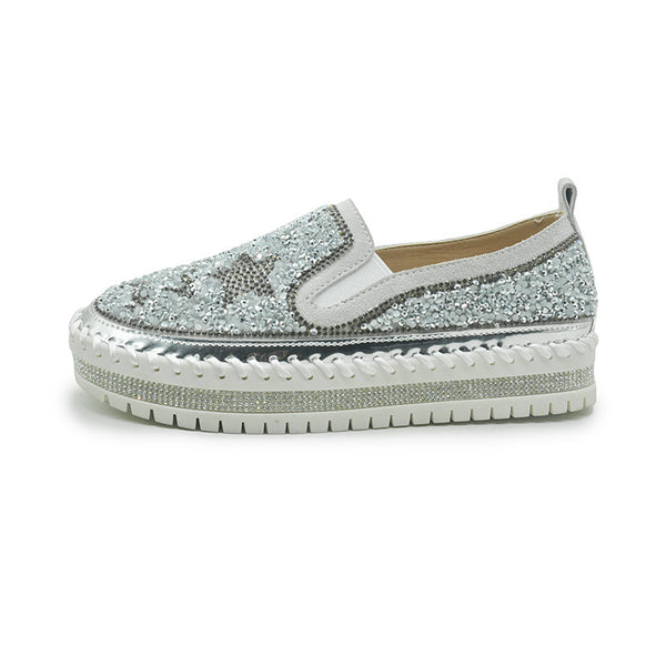 Lazy shoes thick bottom casual rhinestone fisherman shoes