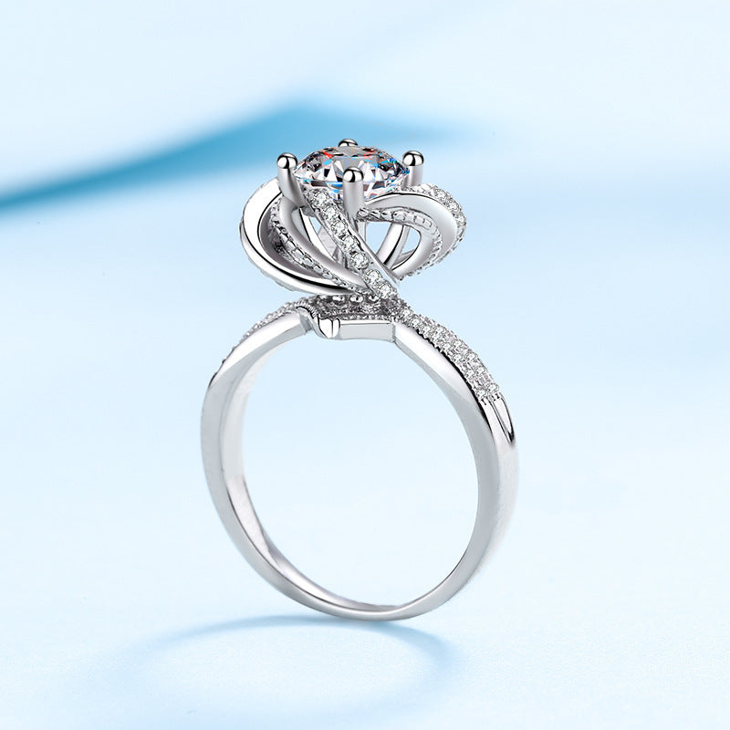 S925 Sterling Silver Moissanite Ring Girl