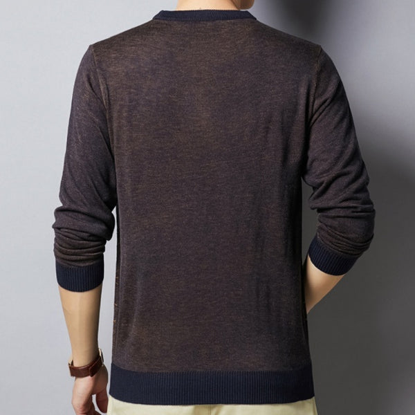 Men's check jacquard wool T-shirt