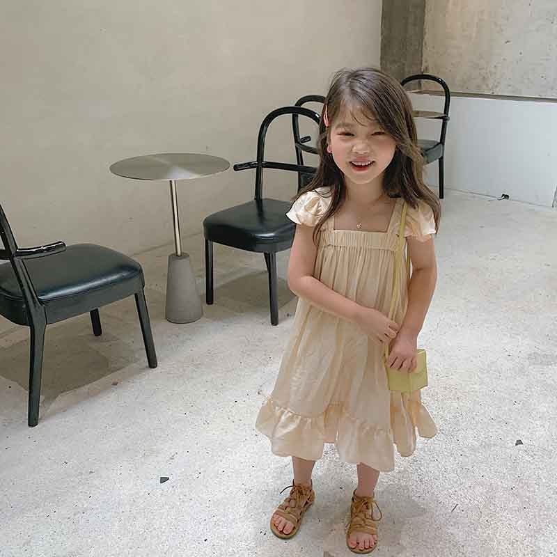 Children''s sweet flying sleeve dress