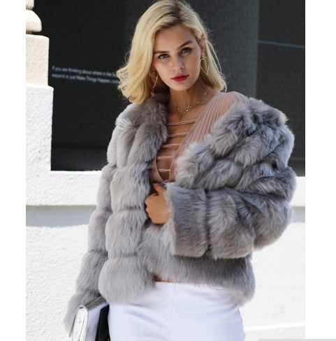 Europe And The United States Autumn And Winter New Fox Fur Fur Coat Women's Short Long-sleeved Fur Artificial Fur Coat