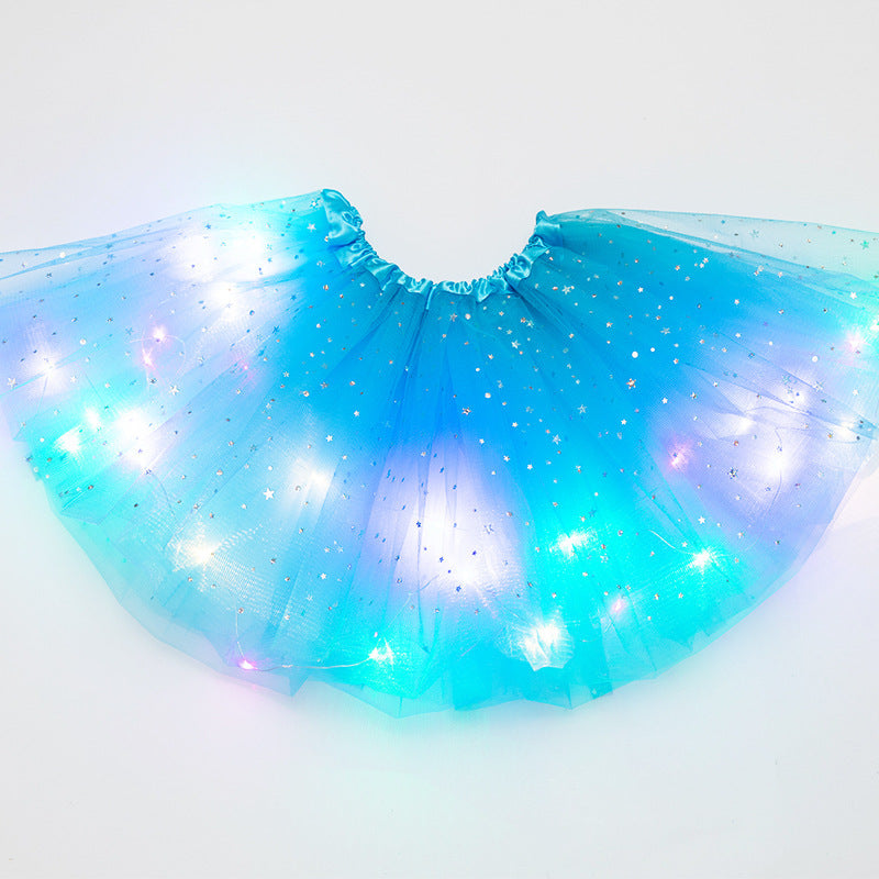 Magical & Luminous  LED Princess Halloween Tutu Skirt Sequins Shiny Skirt