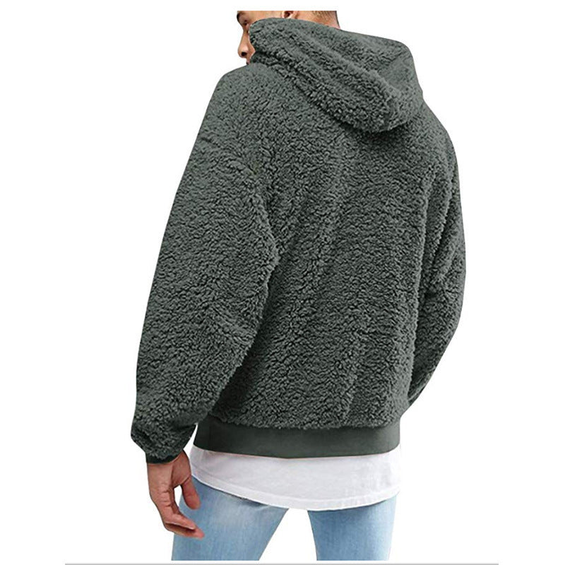 Autumn New Mens Warm Hoodie Fluffy Fleece Hooded Winter Sweatshirts Casual Long Sleeveless Sweatshirt Pullover Fashion