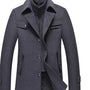 Men Woolen Coats Winter Slim Fit Warm Overcoats Brand Detachable Collar Casual Wool Blends Trench Coats SL-F053