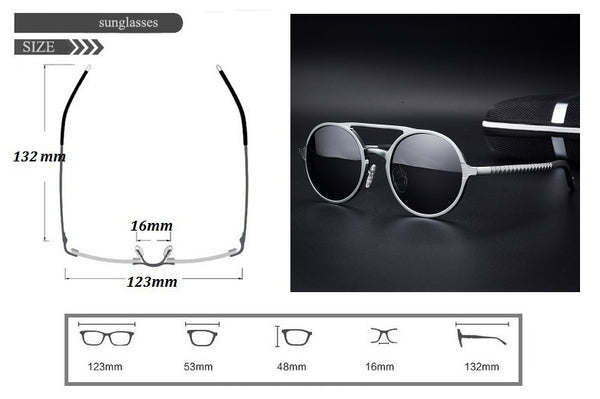 Retro Aluminum Magnesium Sunglasses Polarized Lens Vintage Eyewear Accessories Sun Glasses Driving Men Round Sunglasses