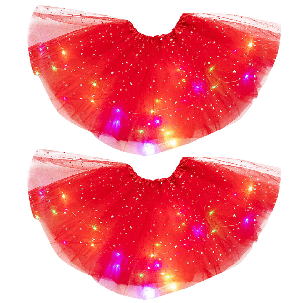 Magical & Luminous  LED Princess Halloween Tutu Skirt Sequins Shiny Skirt