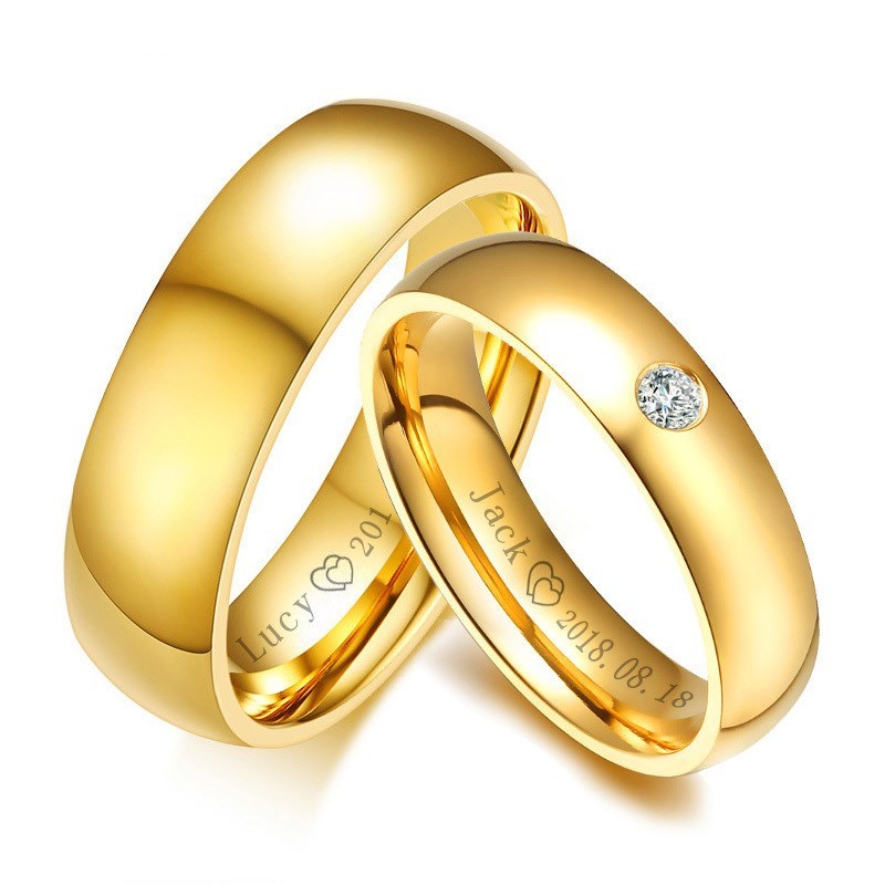 Golden stainless steel couple rings