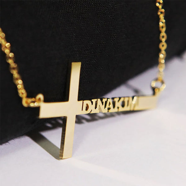 Personalized Name Cross Necklace Stainless Steel