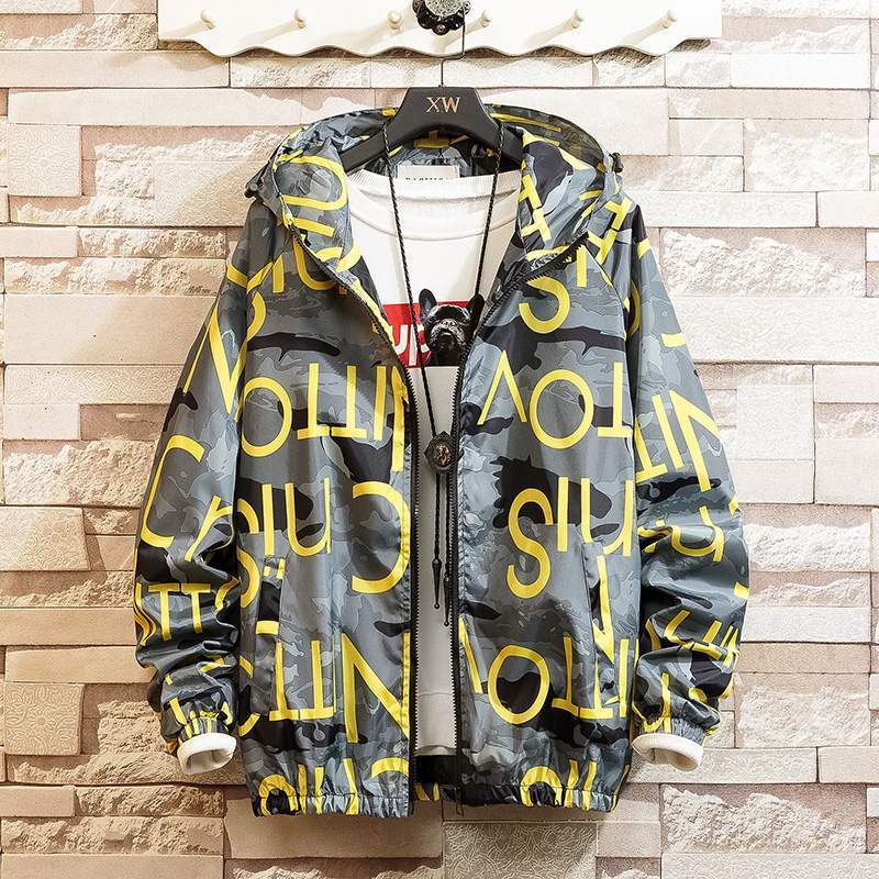 Men Casul Streetwear Hooded Printing Coats