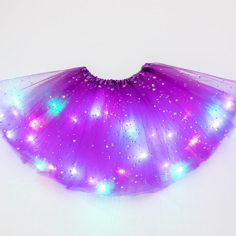 Magical & Luminous  LED Princess Halloween Tutu Skirt Sequins Shiny Skirt