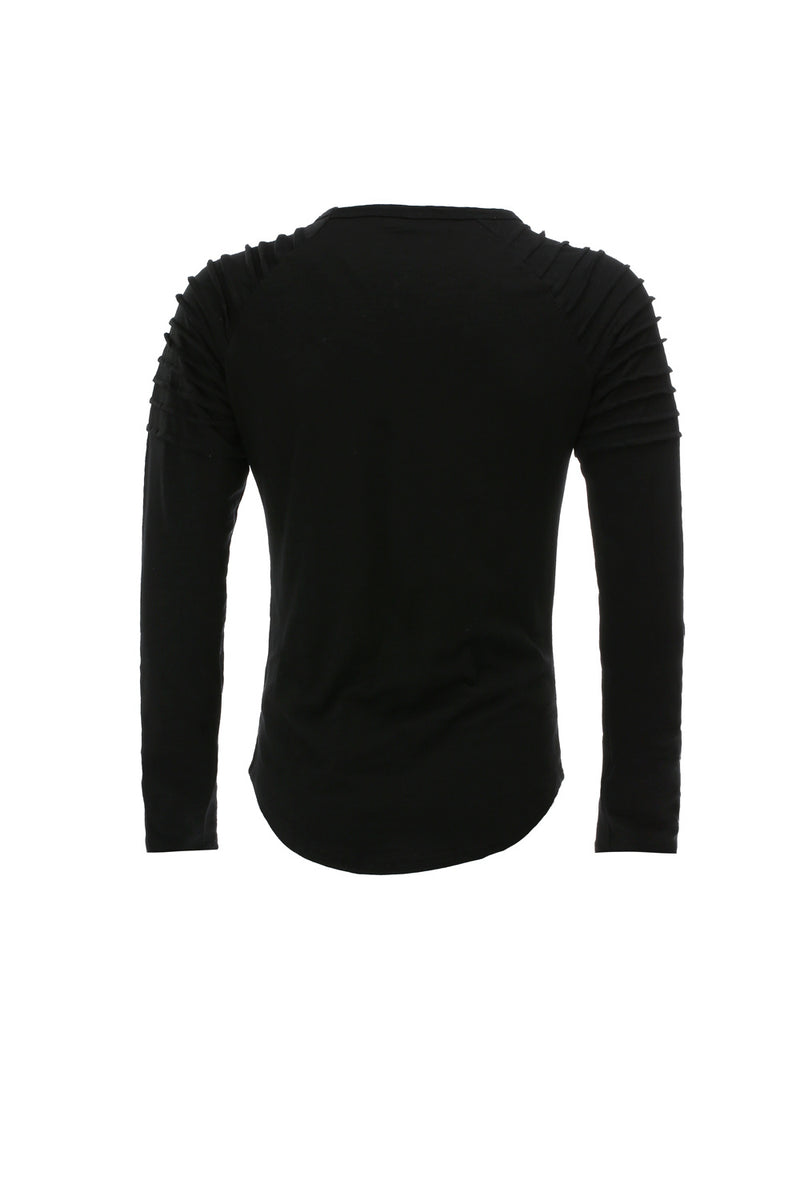 Round Neck Solid Color Long Sleeve T-Shirt