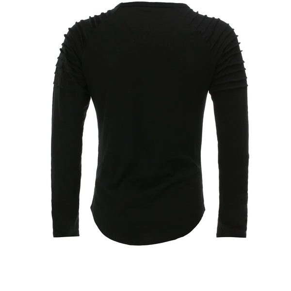 Round Neck Solid Color Long Sleeve T-Shirt