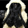 Faux fur large fur collar leather jacket