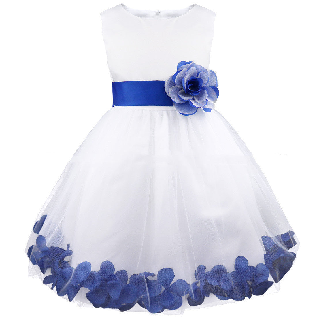 Dress Flower Bow Tie Belt Petal Princess Dress For Children