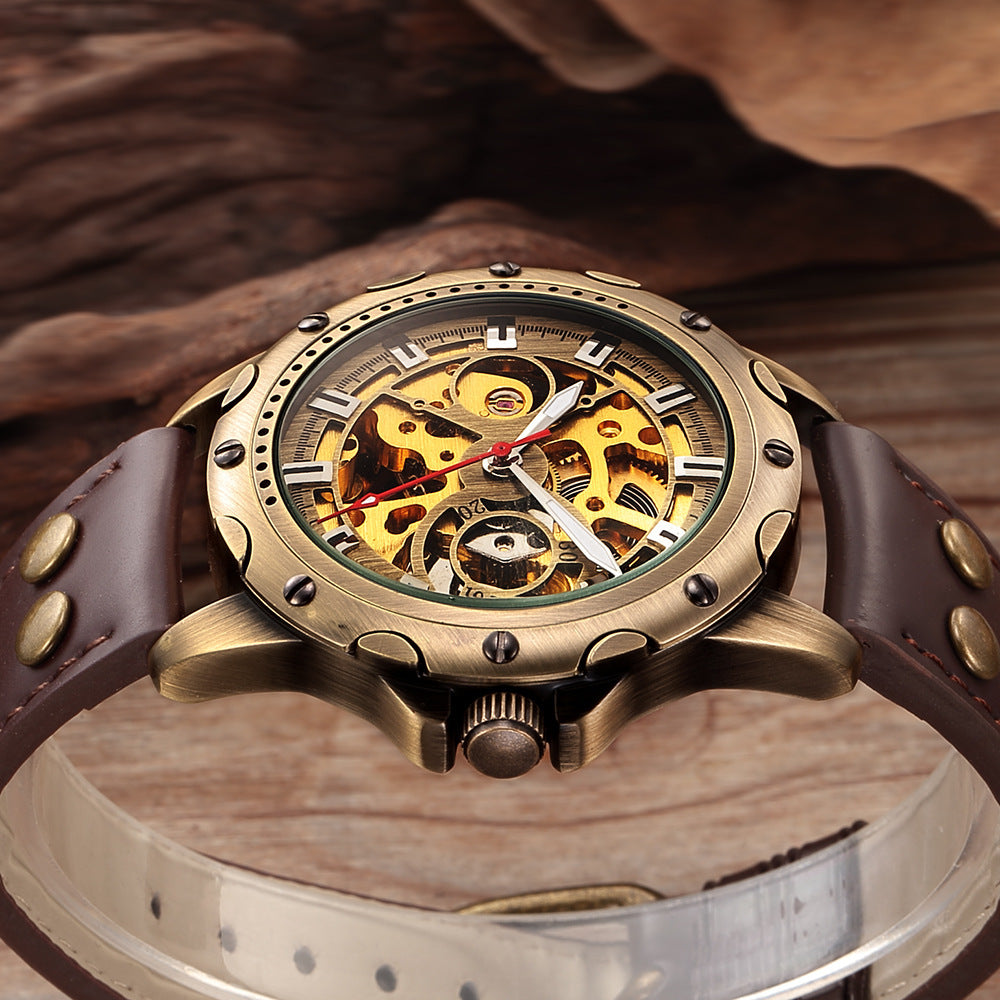 Mens Skeleton Automatic Mechanical Watch