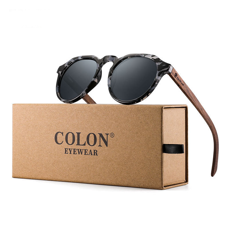 Polarized Sunglasses Round Glasses Bamboo Sunglasses