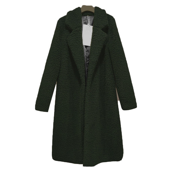 Wool Cardigan Lamb Wool Mid-length Loose Women's Coat