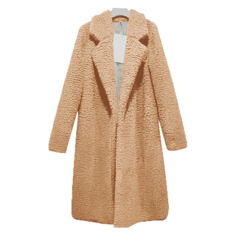 Wool Cardigan Lamb Wool Mid-length Loose Women's Coat