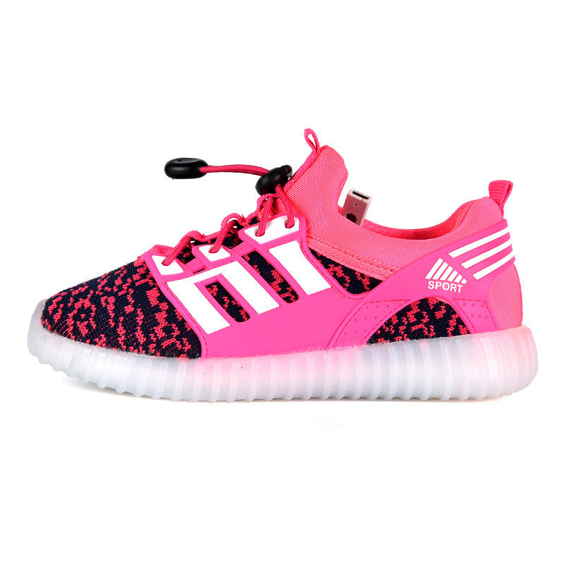 Rechargeable Luminous Shoes Children Shoes USB Colorful Flying Woven Light Shoes