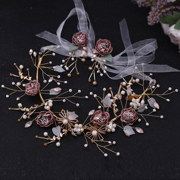 Rhinestone Wreath Headband Mori Bridal Headwear Set